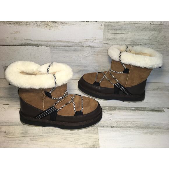 Emu Australia Blurred Sheepskin Boot Womens 10 Chestnut Brown Fuzzy Furry Warm - Picture 6 of 11